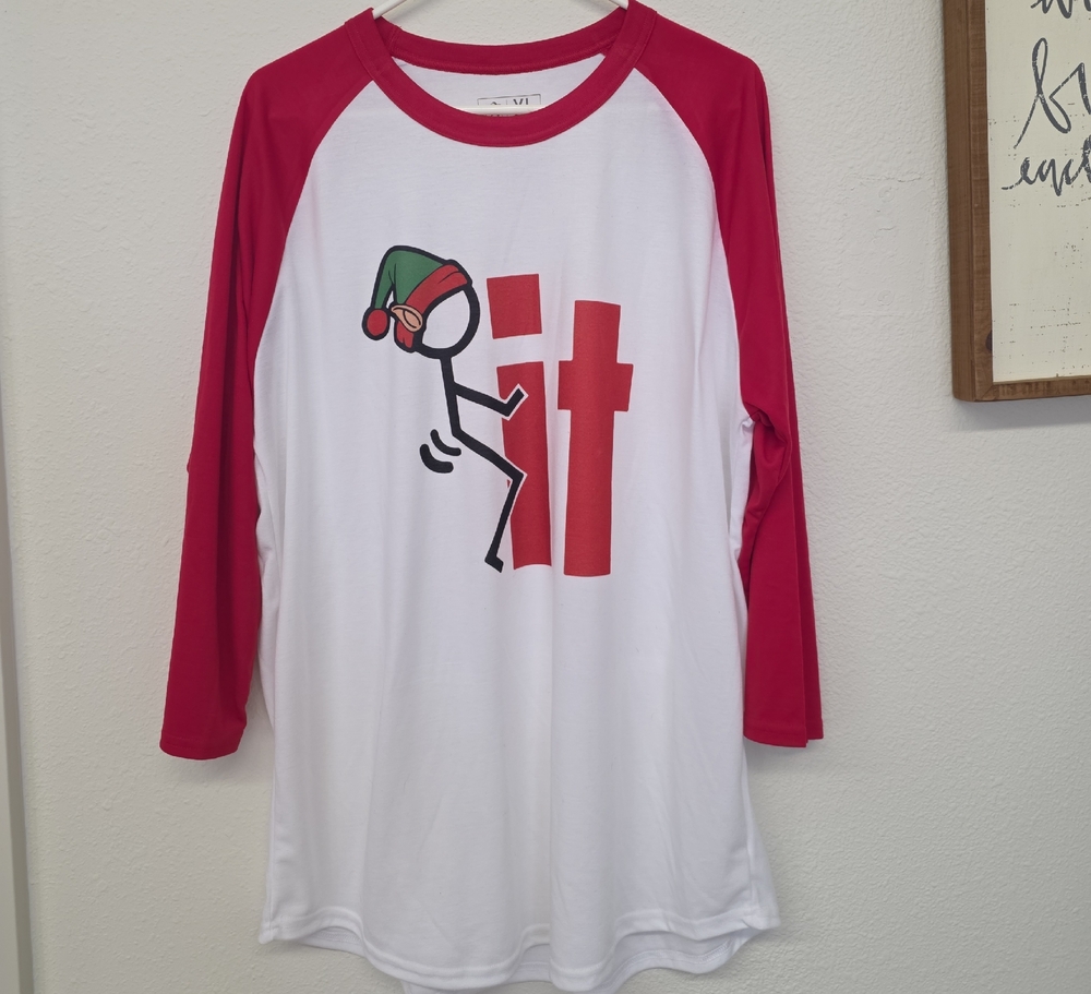 21 Threads Men's Elf "F" It or Screw It Baseball Type Shirt